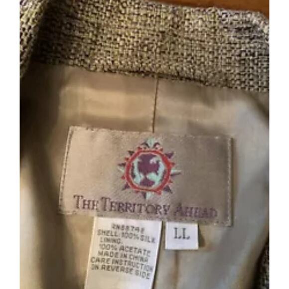 The Territory Ahead Silk Blazer Casual Or Dress Cost LARGE, LONG Tan Color SHARP - Picture 3 of 4